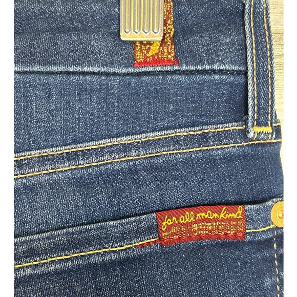 7 For All Mankind Womens 30 Kimmie Crop Blue Denim Jeans Whisker Faded Pant - Picture 6 of 9